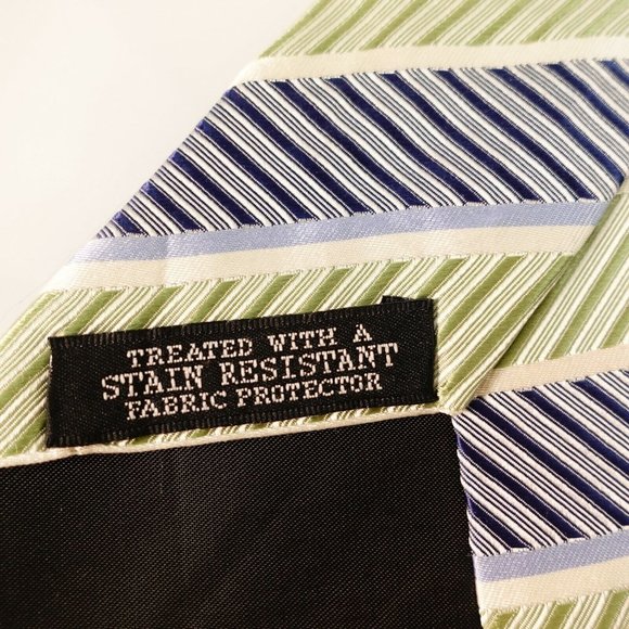 GEOFFREY BEENE Men's 100% Silk Lime Green Gray Neck Tie STANDARD Striped Chevron - Picture 11 of 13